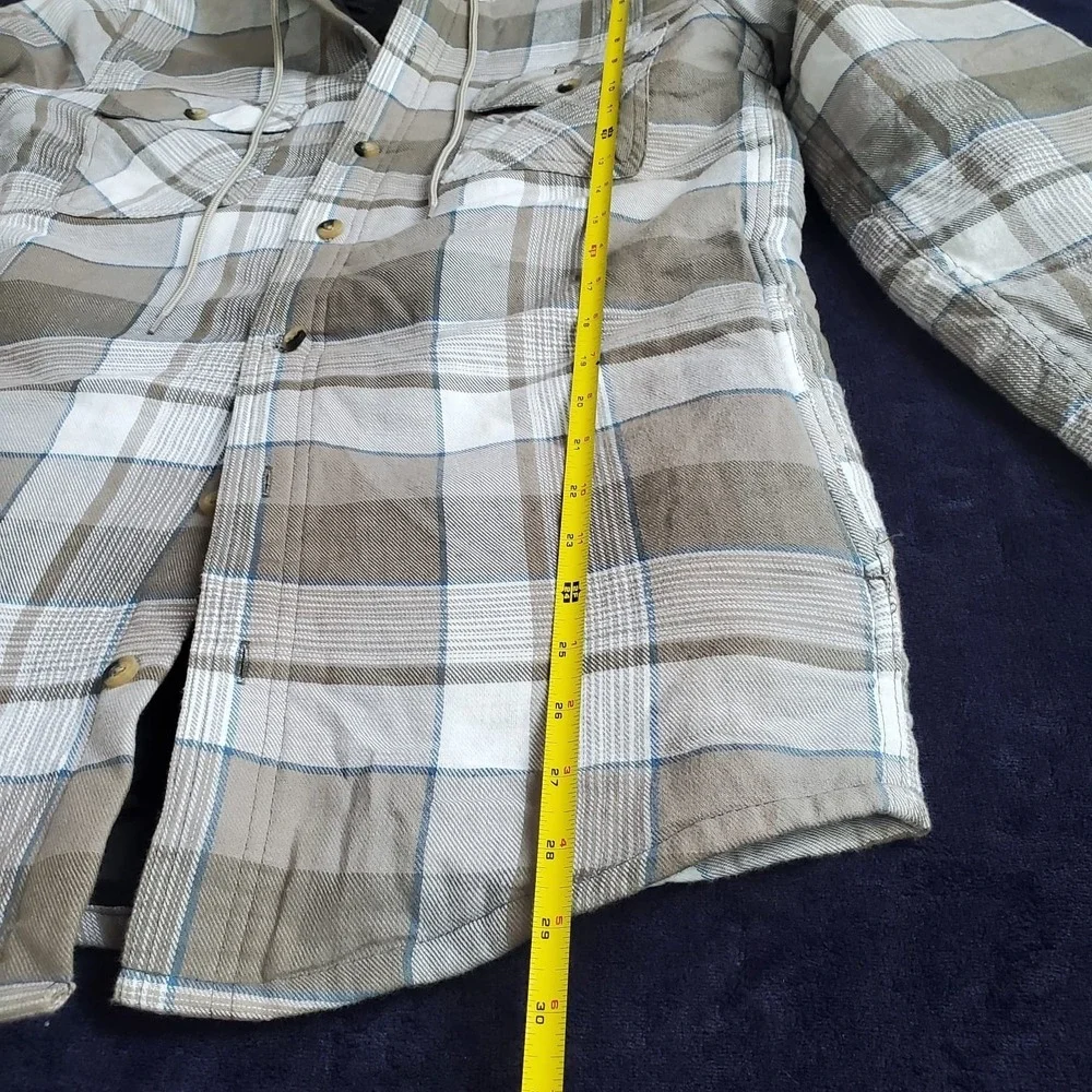 Wrangler Authentics Men's Quilted Lined Flannel Shirt Jacket Hood Plaid Sz Small